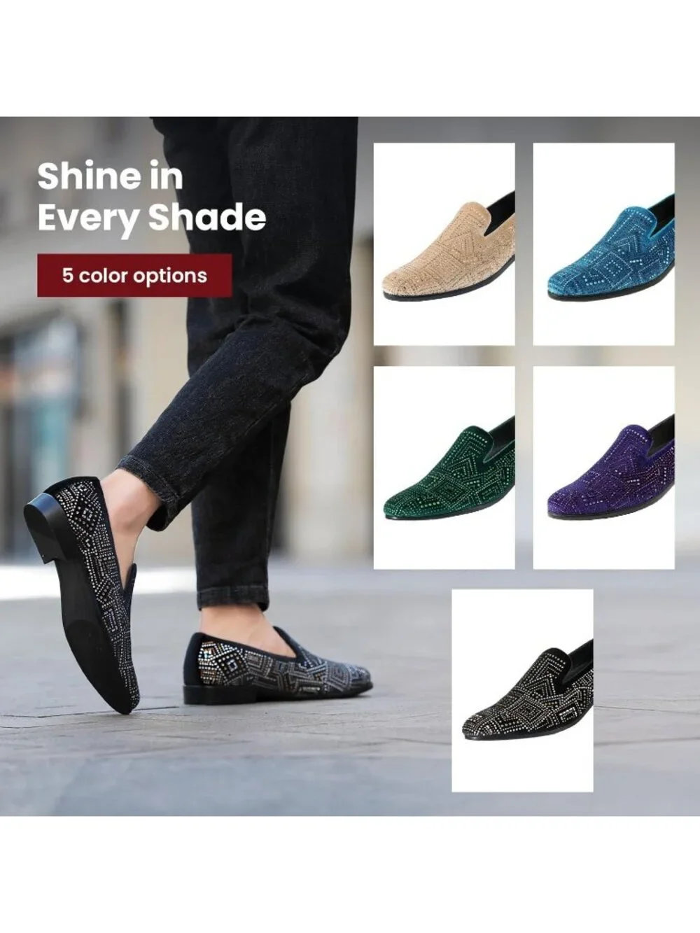 Amali Men's Black Velvet Tuxedo Loafers Slip On Formal Wedding Dress Shoes